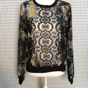 CAbi 572 Snakeskin Print Pullover Sweatshirt Top